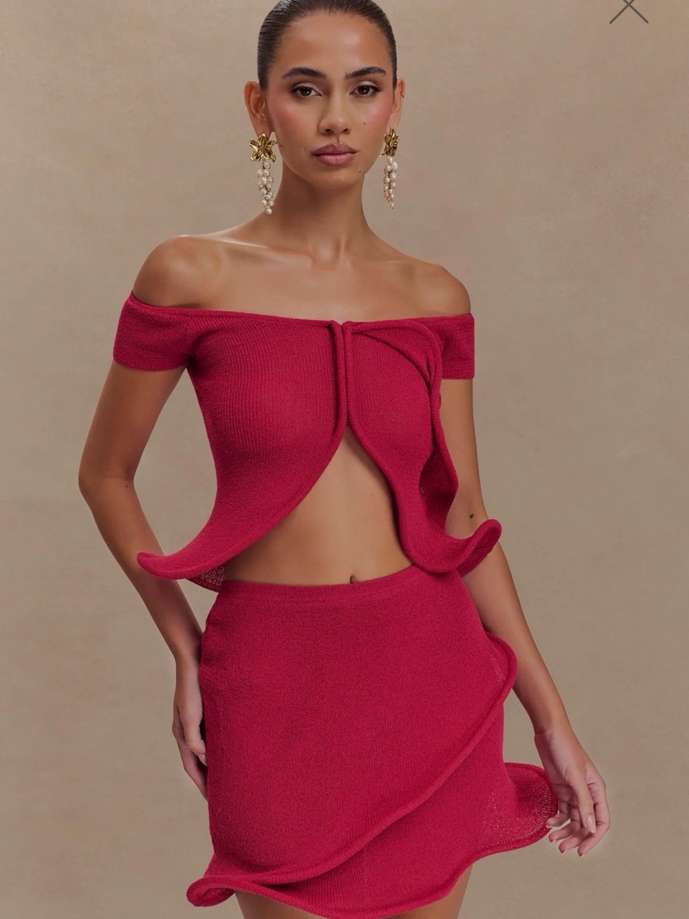 *NWT* Meshki Haisley Off Shoulder Knit Top and Skirt Set
